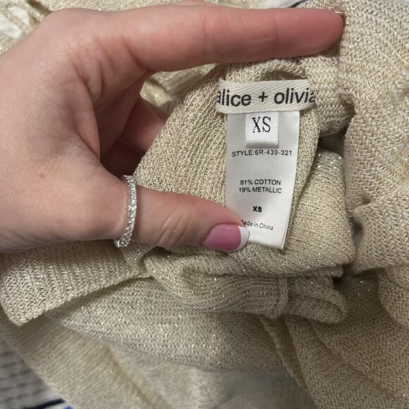 Alice + Olivia Gold Sparkle Knit Tank Blouse Size XS - Picture 7 of 8